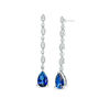 Thumbnail Image 1 of Pear-Shaped Lab-Created Blue and White Sapphire Marquise Frame Line Drop Earrings in Sterling Silver