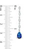 Thumbnail Image 3 of Pear-Shaped Lab-Created Blue and White Sapphire Marquise Frame Line Drop Earrings in Sterling Silver