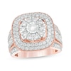 1.95 CT. T.W. Multi-Diamond Triple Cushion Frame Split Shank Vintage-Style Ring in 10K Rose Gold