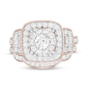 1.59 CT. T.W. Diamond Three Stone Cushion Frame Bridal Set in 10K Rose Gold