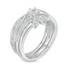 Thumbnail Image 2 of 3.8mm Lab-Created White Sapphire Floral Three Piece Bridal Set in Sterling Silver