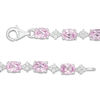 Thumbnail Image 3 of Oval Lab-Created Pink and White Sapphire Cluster Line Bracelet in Sterling Silver - 7.25&quot;