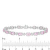 Thumbnail Image 4 of Oval Lab-Created Pink and White Sapphire Cluster Line Bracelet in Sterling Silver - 7.25&quot;