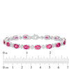 Thumbnail Image 3 of Oval Lab-Created Ruby and White Sapphire Cluster Line Bracelet in Sterling Silver - 7.25"