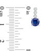 Thumbnail Image 2 of 5.0mm Lab-Created Blue and White Sapphire Trio Linear Drop Earrings in Sterling Silver