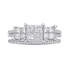 Thumbnail Image 3 of 1.33 CT. T.W. Princess-Cut Quad Diamond Three Stone Double Row Bridal Set in 14K White Gold