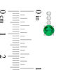 Thumbnail Image 2 of 5.0mm Lab-Created Emerald and White Sapphire Trio Linear Drop Earrings in Sterling Silver