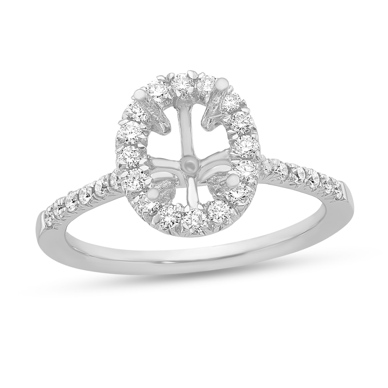 0.36 CT. T.W. Diamond Oval Frame Semi-Mount in 14K White Gold|Peoples Jewellers