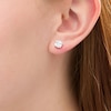 Thumbnail Image 2 of 5.0mm Cushion-Cut Lab-Created White Sapphire Solitaire Stud Earrings in Sterling Silver