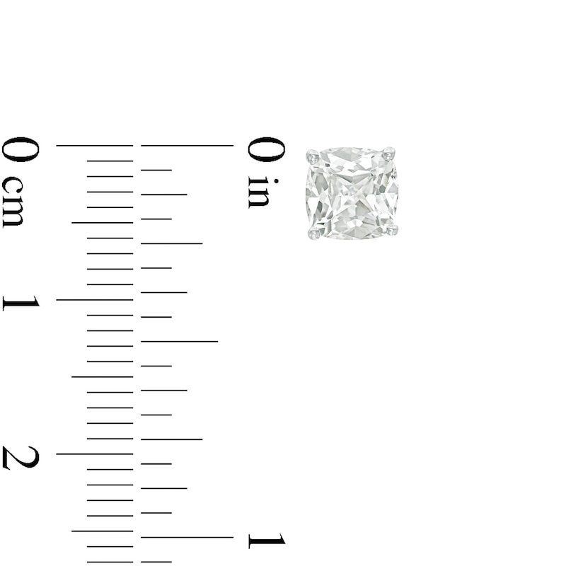 Main Image 3 of 5.0mm Cushion-Cut Lab-Created White Sapphire Solitaire Stud Earrings in Sterling Silver