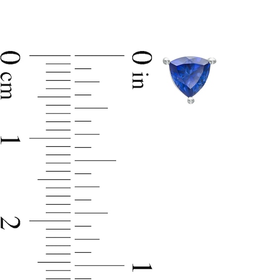 5.0mm Trillion-Cut Lab-Created Sapphire Solitaire Stud Earrings in Sterling Silver