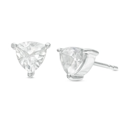 5.0mm Trillion-Cut Lab-Created White Sapphire Solitaire Stud Earrings in Sterling Silver