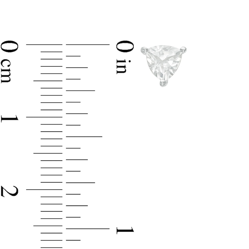 Main Image 3 of 5.0mm Trillion-Cut Lab-Created White Sapphire Solitaire Stud Earrings in Sterling Silver