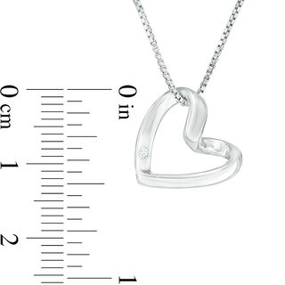 Diamond Accent Tilted Heart Outline Necklace and Stud Earrings Set in Sterling Silver