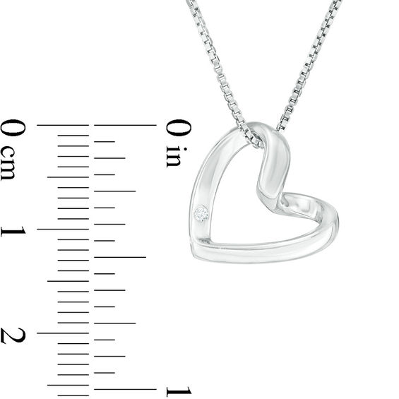 Diamond Accent Tilted Heart Outline Necklace and Stud Earrings Set in Sterling Silver