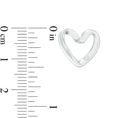 Diamond Accent Tilted Heart Outline Necklace and Stud Earrings Set in Sterling Silver