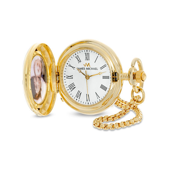 Ladies' James Michael Gold-Tone Pocket Watch Pendant with White Dial (Model: WPA181008C)