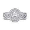 Thumbnail Image 3 of 0.23 CT. T.W. Diamond Double Frame Scallop Shank Bridal Set in 10K White Gold