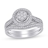 Thumbnail Image 0 of 0.43 CT. T.W. Composite Diamond Frame Vintage-Style Bridal Set in 10K White Gold