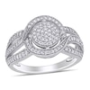 Thumbnail Image 1 of 0.48 CT. T.W. Composite Diamond Bypass Multi-Row Vintage-Style Engagement Ring in 10K White Gold