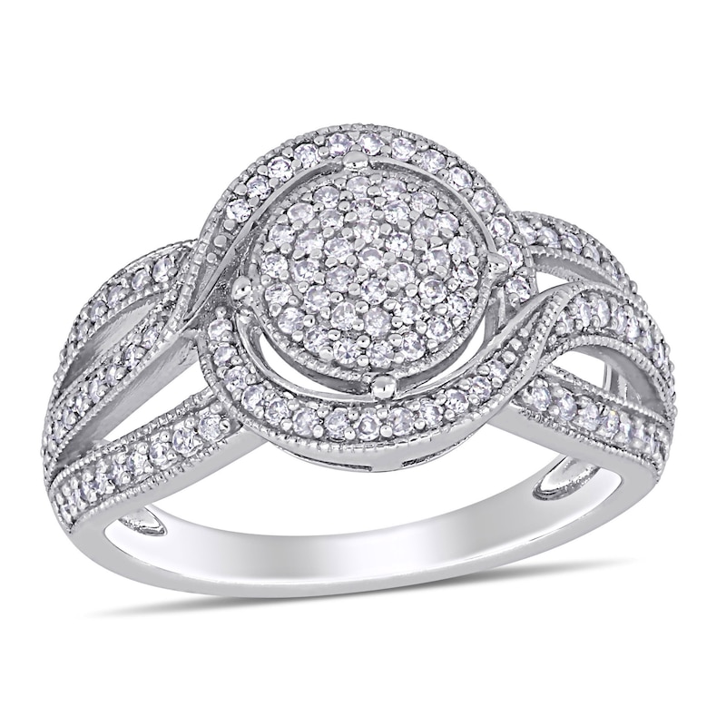 0.48 CT. T.W. Composite Diamond Bypass Multi-Row Vintage-Style Engagement Ring in 10K White Gold|Peoples Jewellers