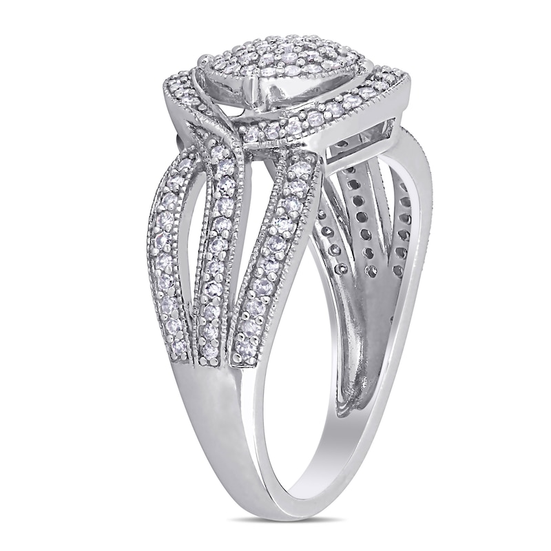 0.48 CT. T.W. Composite Diamond Bypass Multi-Row Vintage-Style Engagement Ring in 10K White Gold|Peoples Jewellers
