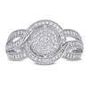 Thumbnail Image 4 of 0.48 CT. T.W. Composite Diamond Bypass Multi-Row Vintage-Style Engagement Ring in 10K White Gold