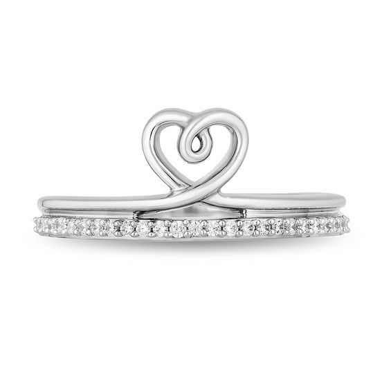 Hallmark Diamonds Love 0.10 CT. T.W. Diamond Heart Ring in Sterling Silver