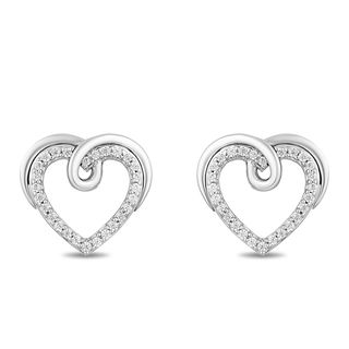 Hallmark Diamonds Love 0.13 CT. T.W. Diamond Heart Stud Earrings in Sterling Silver