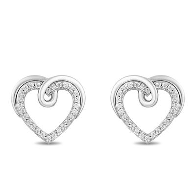 Hallmark Diamonds Love 0.13 CT. T.W. Diamond Heart Stud Earrings in Sterling Silver