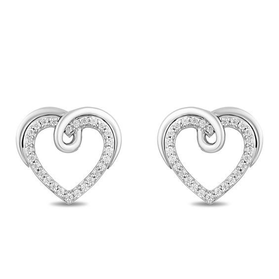 Hallmark Diamonds Love 0.13 CT. T.W. Diamond Heart Stud Earrings in Sterling Silver