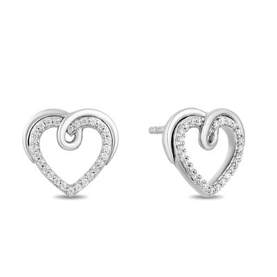 Hallmark Diamonds Love 0.13 CT. T.W. Diamond Heart Stud Earrings in Sterling Silver