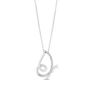 Hallmark Diamonds Inspiration 0.10 CT. T.W. Diamond Butterfly Profile Pendant in Sterling Silver