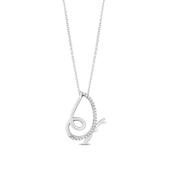 Hallmark Diamonds Inspiration 0.10 CT. T.W. Diamond Butterfly Profile Pendant in Sterling Silver