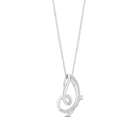 Hallmark Diamonds Inspiration 0.10 CT. T.W. Diamond Butterfly Profile Pendant in Sterling Silver