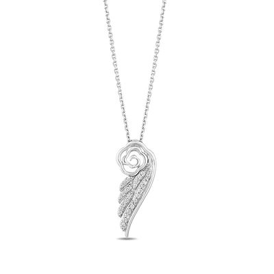 Hallmark Diamonds Inspiration 0.10 CT. T.W. Diamond Wing Pendant in Sterling Silver