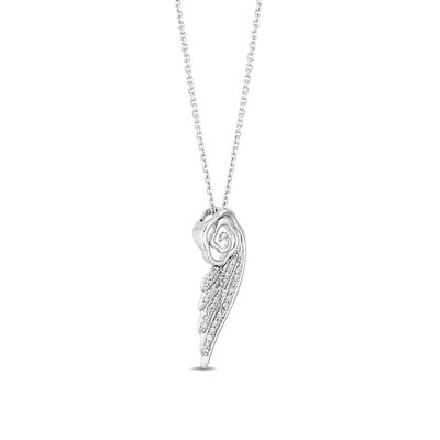 Hallmark Diamonds Inspiration 0.10 CT. T.W. Diamond Wing Pendant in Sterling Silver