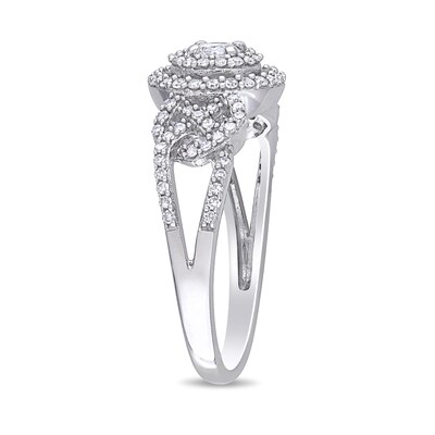 0.50 CT. T.W. Diamond Double Frame Knot-Sides Engagement Ring in 10K White Gold