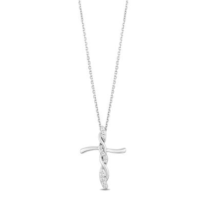 Hallmark Diamonds Faith 0.10 CT. T.W. Diamond Cross Pendant in Sterling Silver