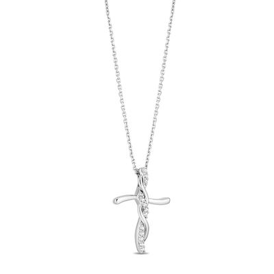 Hallmark Diamonds Faith 0.10 CT. T.W. Diamond Cross Pendant in Sterling Silver