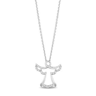 Hallmark Diamonds Faith 0.04 CT. T.W. Diamond Angel Pendant in Sterling Silver