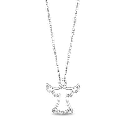 Hallmark Diamonds Faith 0.04 CT. T.W. Diamond Angel Pendant in Sterling Silver