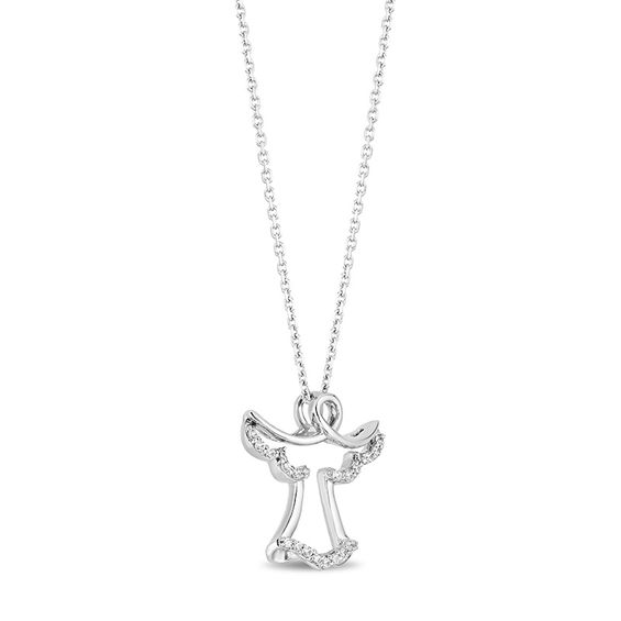 Hallmark Diamonds Faith 0.04 CT. T.W. Diamond Angel Pendant in Sterling Silver