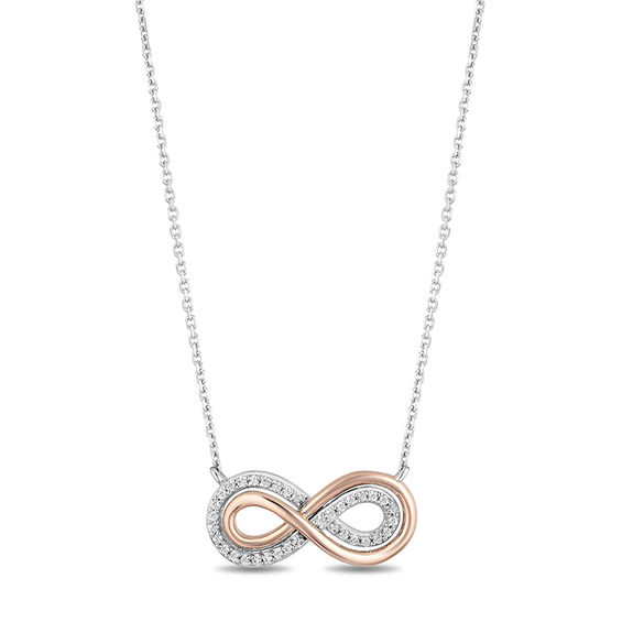 Hallmark Diamonds Gratitude 0.10 CT. T.W. Diamond Infinity Necklace in Sterling Silver and 10K Rose Gold