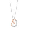 Hallmark Diamonds Love 0.10 CT. T.W. Diamond Tilted Heart Pendant in Sterling Silver and 10K Rose Gold