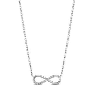 Hallmark Diamonds Gratitude 0.10 CT. T.W. Diamond Sideways Infinity Necklace in Sterling Silver