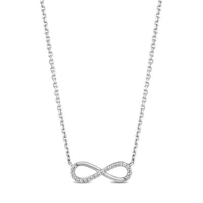 Hallmark Diamonds Gratitude 0.10 CT. T.W. Diamond Sideways Infinity Necklace in Sterling Silver