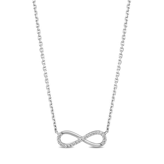 Hallmark Diamonds Gratitude 0.10 CT. T.W. Diamond Sideways Infinity Necklace in Sterling Silver