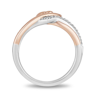 Hallmark Diamonds Love 0.10 CT. T.W. Diamond Heart Ring in Sterling Silver and 10K Rose Gold