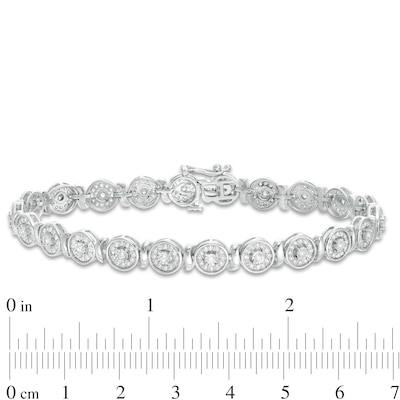 1.95 CT. T.W. Composite Diamond Frame "S" Tennis Bracelet in Sterling Silver - 7.25"